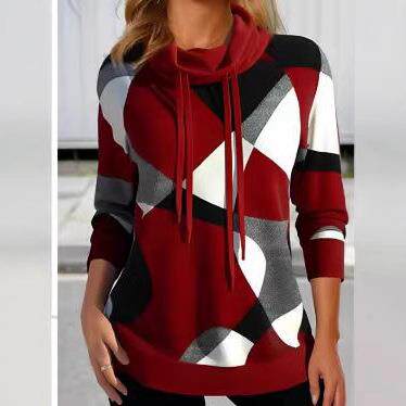 Printed high neck hoodie印花高领卫衣