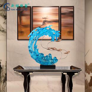 现代脂落地树简约招财抽雕象塑明艺术品摆 样透板房新ST552家软装