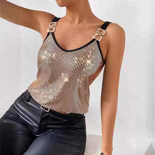 chain women camisole for 亮片链条吊带背心女 vest Sequin