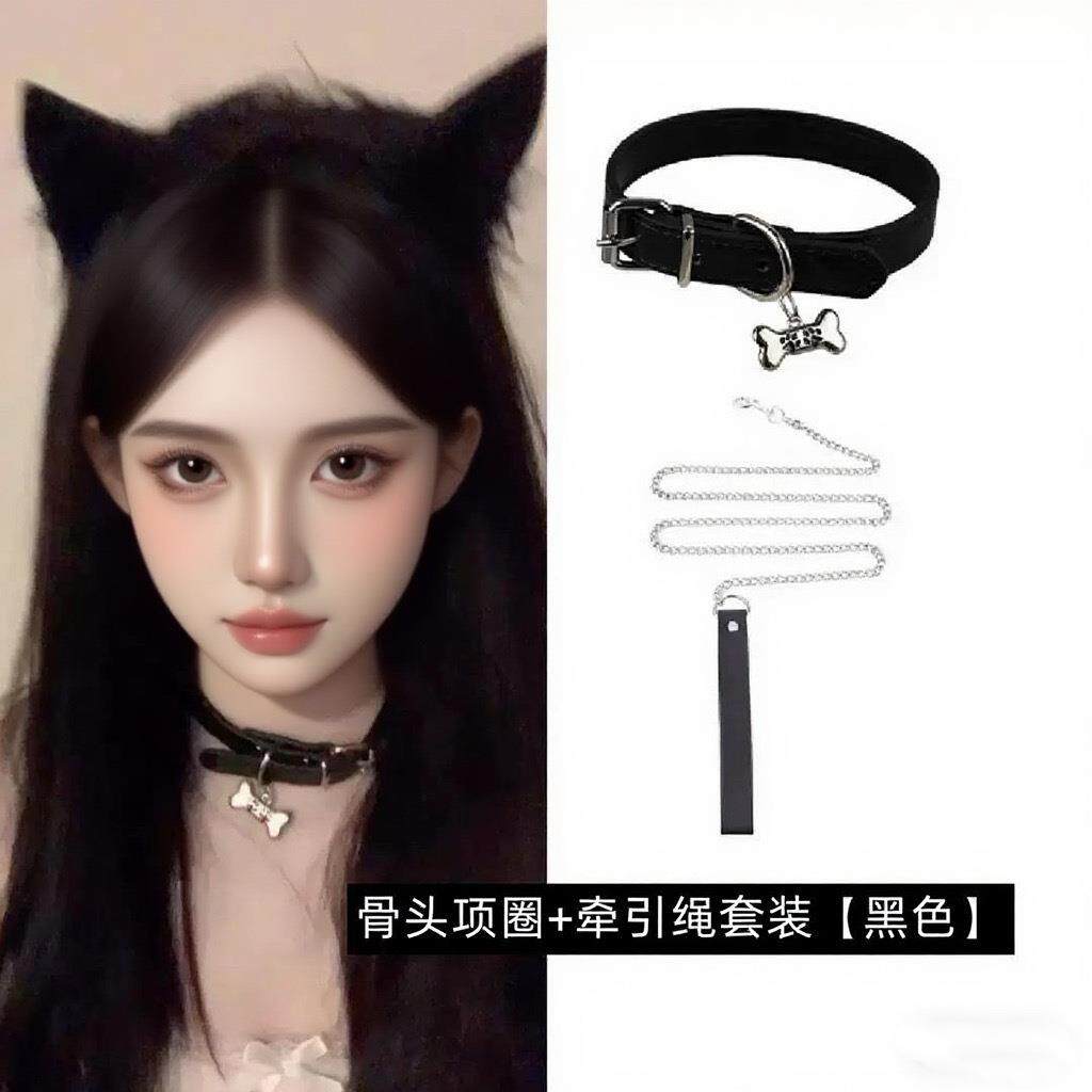 小狗骨头y2k亚文化辣妹甜酷脖颈环choker项圈女朋克风项链牵引绳