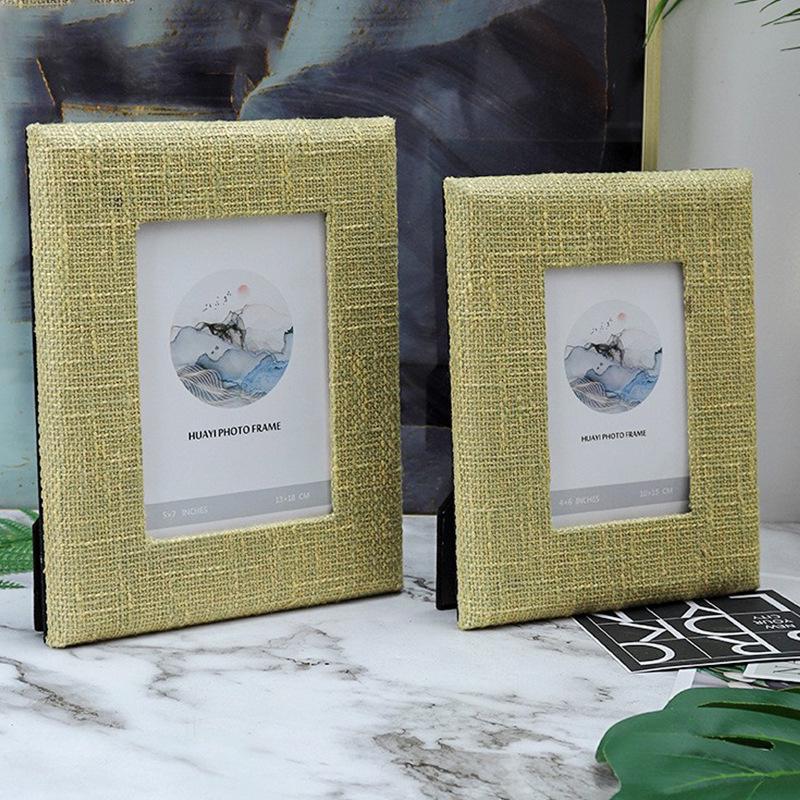 相框摆台6寸7寸亚麻布艺结婚庆情侣照片手工样板间简约现代摆设