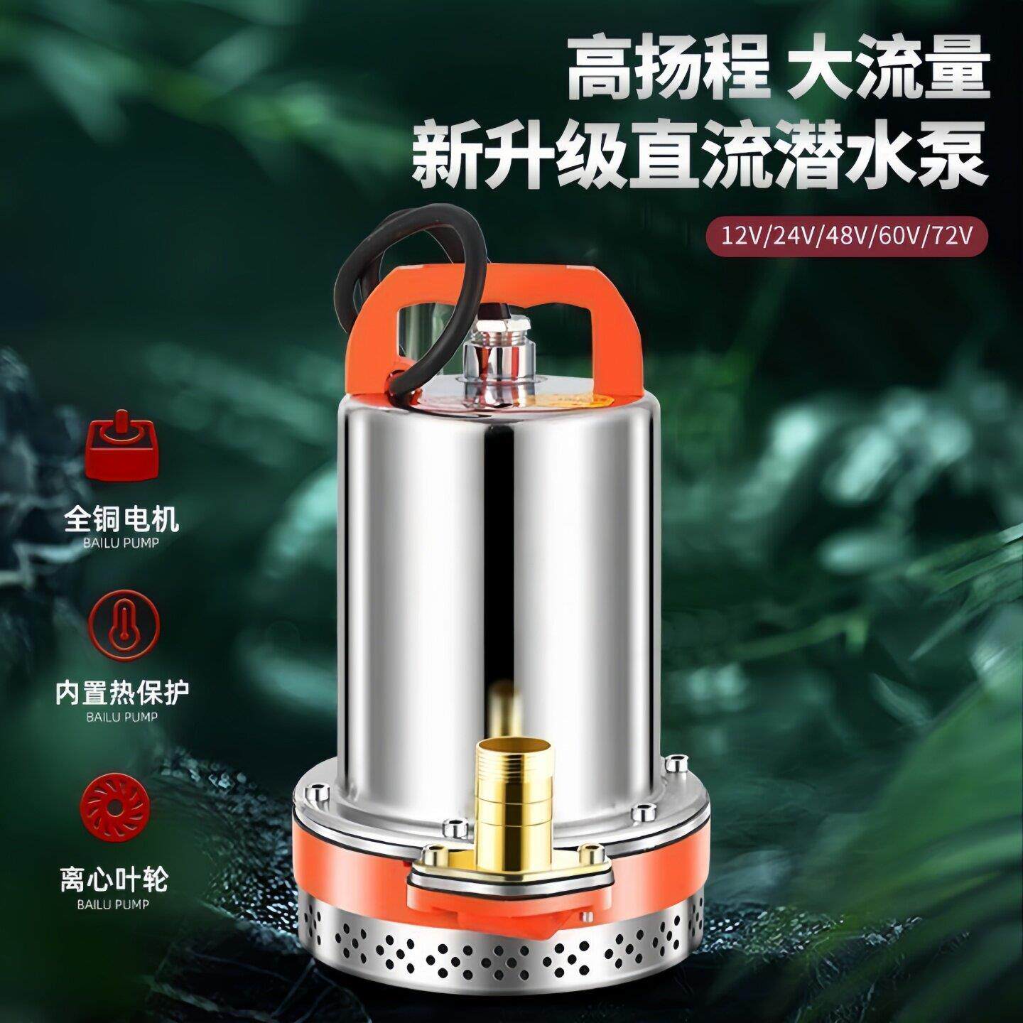 电车抽水泵12v24v36v48v72v伏抽水机电瓶车插电潜水泵浇菜大流量
