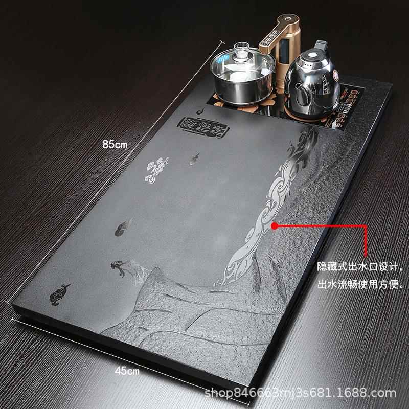 茶具套装盘天然201乌金石茶大石头茶台茶海四合一电号磁炉logo定
