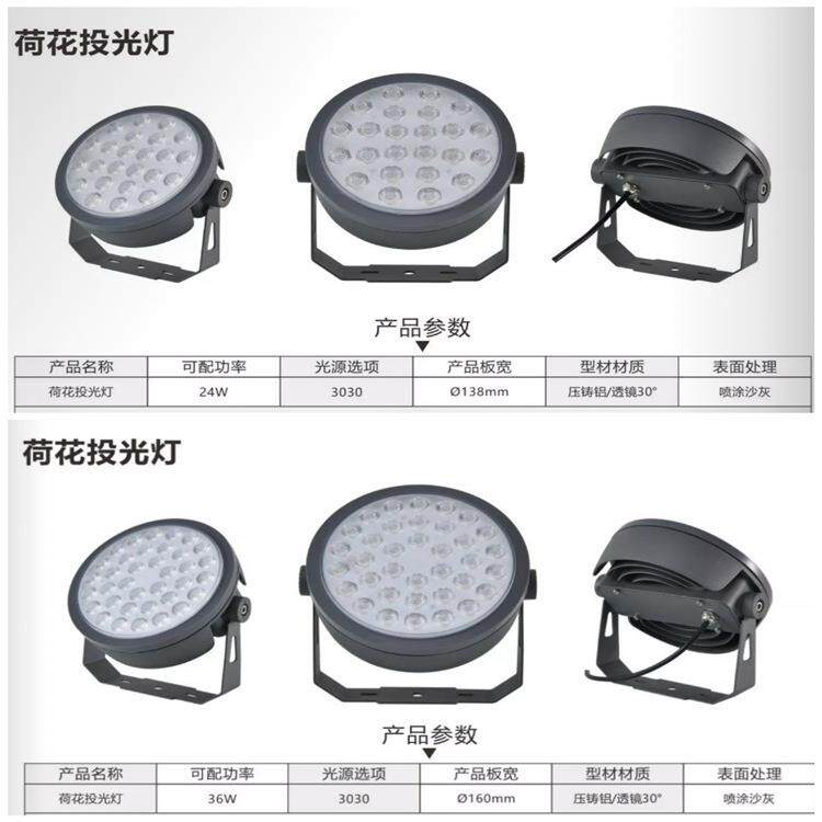 LED圆形投光灯24W36W户外防水投射灯庭院灯公园广场小区高亮度