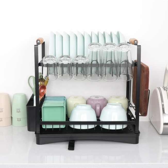 厨房沥水碗碟架碗筷刀叉水杯餐盘收纳架可折叠导水双层碗架,厨房/烹饪用具,厨房抽屉置物架,淘宝优惠券,粉丝福利购,淘宝优惠卷