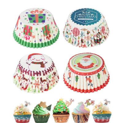 100Pcs Christmas Cupcake Paper Cups Muffin Cupcake Liners Me