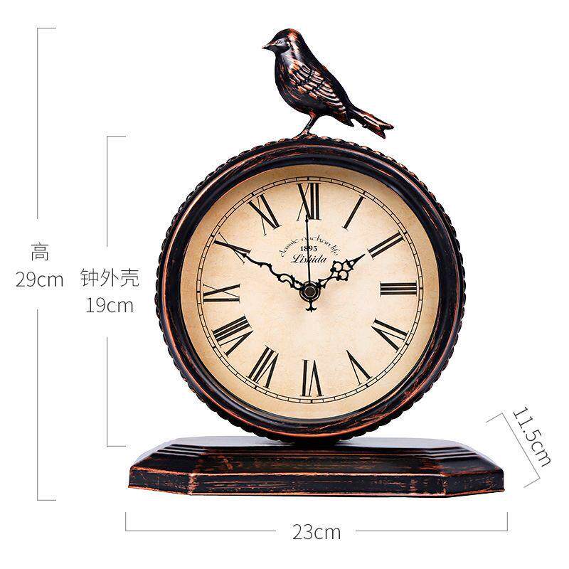 美古式村钟复古铁艺静音座钟时尚乡个性FG706欧式桌面床头柜仿时