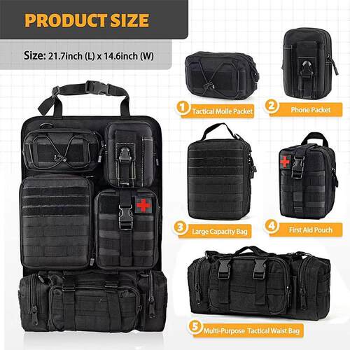 1pc Tactical Car Seat Back Organizer Nylon Vehicle Panel