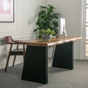 现简约办公桌代艺工业风老板桌铁实木书桌家用公室JBU职员会议办