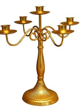 欧式复古烛台摆件中古餐桌烛光拍照道具法式浪漫高级蜡烛灯台底座