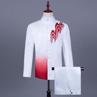 高档男演演出舞服艺考中国风中主山装 台大合唱持红歌表服民族 套装