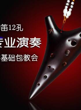 追乐陶笛12孔AC调十二孔演奏级中音C调薰烧专业冰裂款淘笛陶迪SC