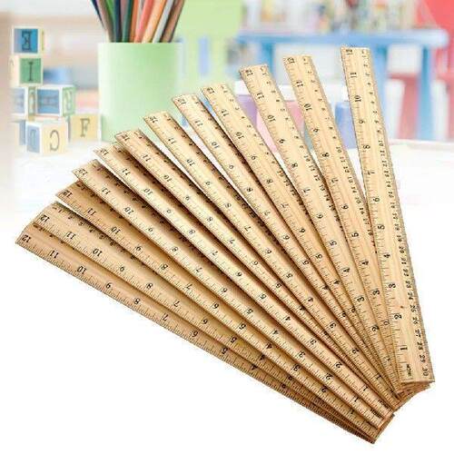 30pcs Wooden Ruler Double Scale Measuring Ruler for Home
