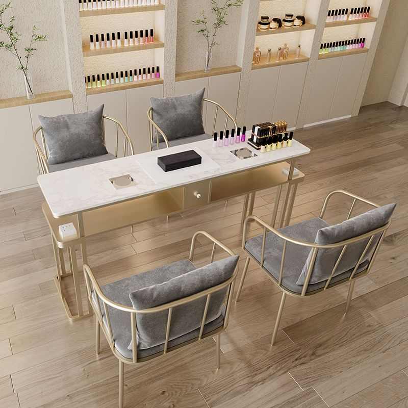 zh轻奢美甲吸尘器大理石美甲店现代网红多功能桌子套装桌椅椅子多