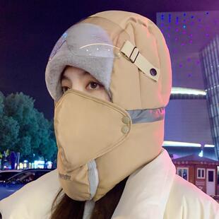 雷锋帽男冬季棉防风耳罩骑行面罩挡风电动车东北护耳防寒帽子男士