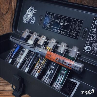 现货FOLDING POCKET COMB不锈钢弹簧梳折叠梳子金属弹簧梳手梳