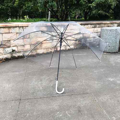 透明伞弯柄直杆长柄磨砂雨伞广告伞厂家网红半自动白色雨伞