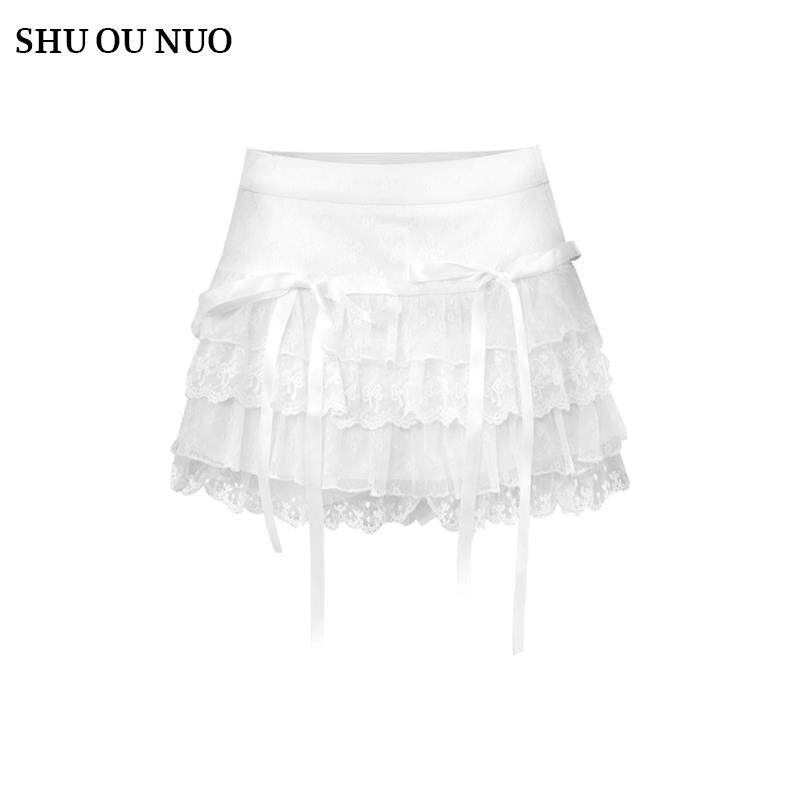 【现货】白色蛋糕裙女夏季芭蕾风蕾丝仙女短裙辣妹纯欲蓬蓬半身裙