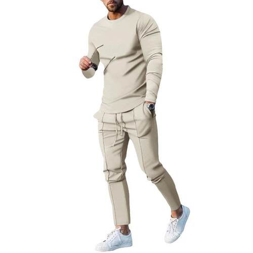 Men Color Drawstring Waist Pants Casual Pocket Fall Winter