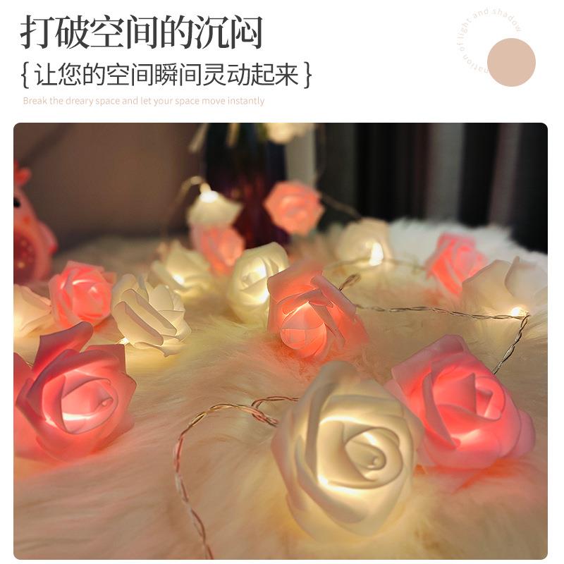 新款直销LED玫瑰花灯串彩灯串电池灯闪灯串节日装饰灯小夜灯求婚