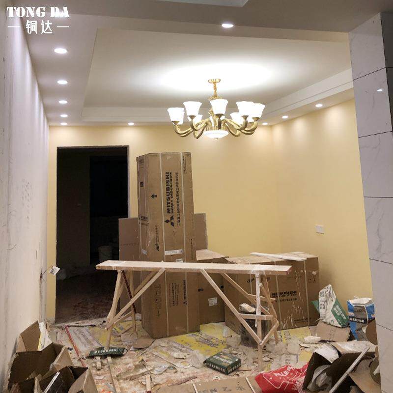 美式大气客厅餐厅全铜吊灯别墅大厅饭厅卧室房间灯复式楼入户灯具