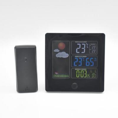 彩屏钟RF线气象钟万年历天无气预报电波3357子钟多功能电闹钟