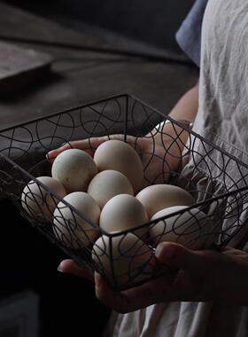 乡村铁艺花篮 野餐篮 面包筐美食拍摄道具覆古怀旧杂货收纳小篮子