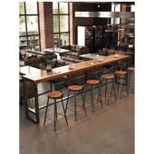 简约高脚长条桌桌椅组合实木吧台桌美式 可订家用阳台商用靠墙窄桌