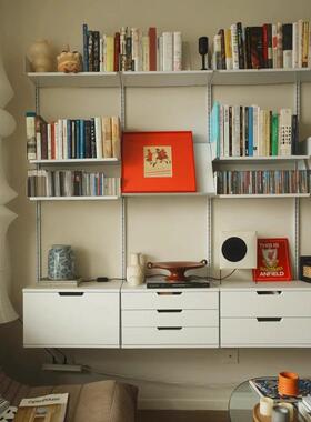 简约Vitsoe轨道置物架客厅墙上壁挂展示架隔板悬浮书架金属收纳架