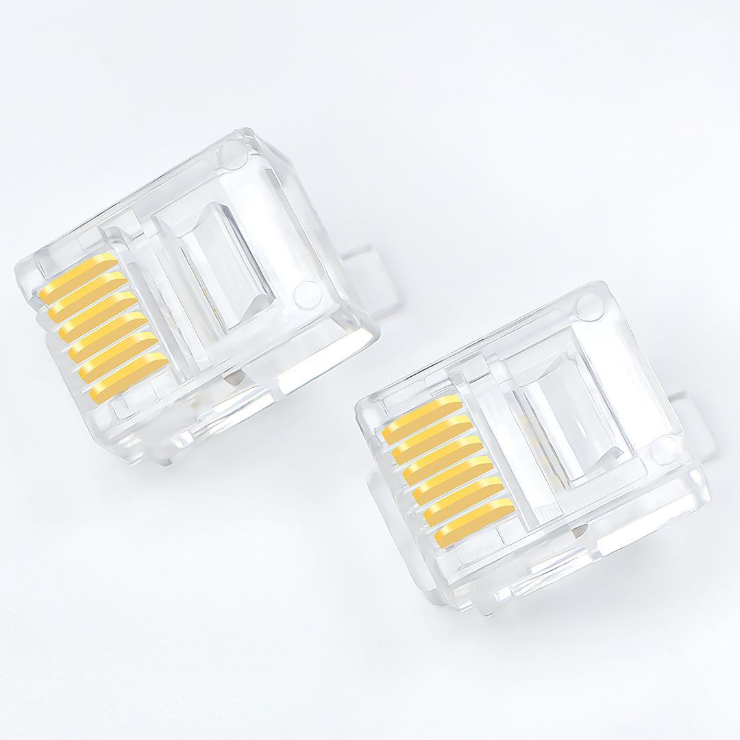 纯铜三叉加厚铜片6P6CRJ11电话水晶头六芯电话线水晶头1000颗
