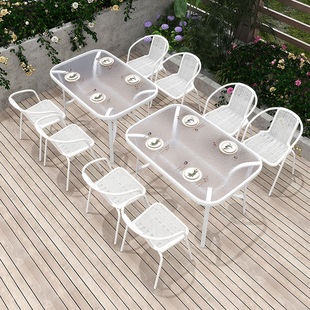 户外桌椅庭院阳台白色室外休闲露天摆摊防水防晒折叠茶几餐饮外摆