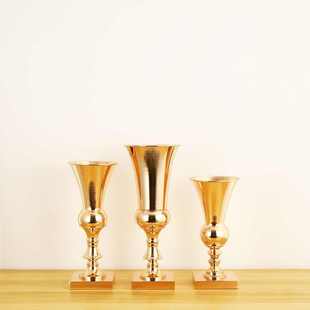 热销欧式金属花瓶婚庆主桌道具电镀铁艺银色插干花装饰摆件