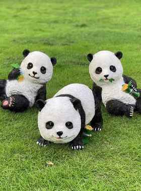 户小熊猫外仿真熊猫雕塑摆庭件院装饰花园景别墅院子布园置林观造