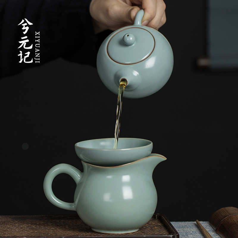 汝窑陶瓷公道杯套装单个开片公杯功夫茶具配件分茶器家用倒茶器新