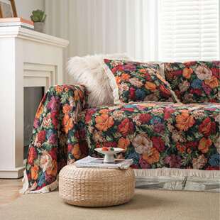 美式田园风提花一片式沙发巾全盖防猫抓沙发垫四季通用沙发盖毯