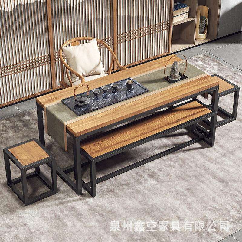 现代中式功夫泡茶桌椅组合 家用客厅接待会客茶台桌仿古实木茶桌