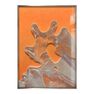 后现代轻奢立体装饰画橙色抽象玄关客厅样板间楼梯口大幅北欧挂画