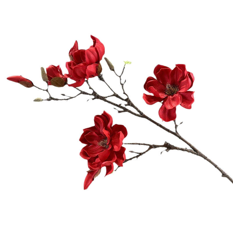 仿真手感EVA玉兰 假花家居装饰花艺单枝多头玉兰花婚庆道具PU玉兰