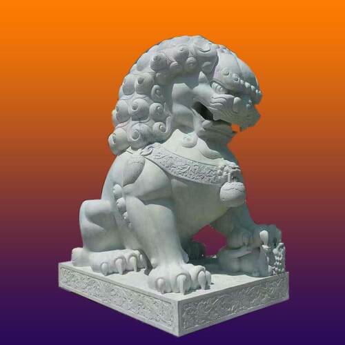 石雕石头石狮子摆件 一对青石门口看门2m高石狮子现货