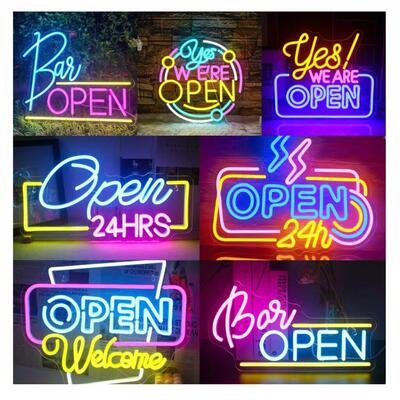 Neon lights open signs decorative signage bars shops lamp