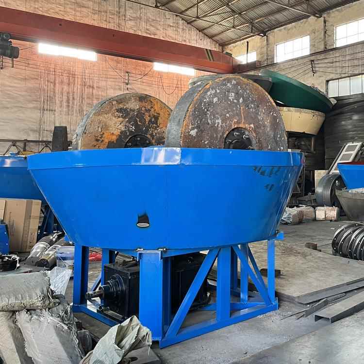 选矿金矿粉自银式碾金机900-1700轮浮式研磨湿碾机加厚碾盘石石磨