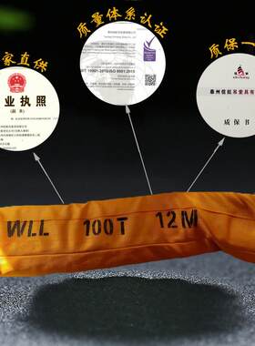 100吨柔性吊带环眼型100t20米双扣吊装带 100T8M12M15M纤维软带