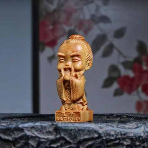 木制圣人金榜题名崖柏木雕工艺品孔子勤奋好学儒家摆件孔夫子寓意