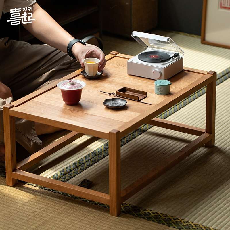 喜起黑胡桃实木飘窗小茶几 新中式榻榻米炕几阳台茶桌小桌子矮桌