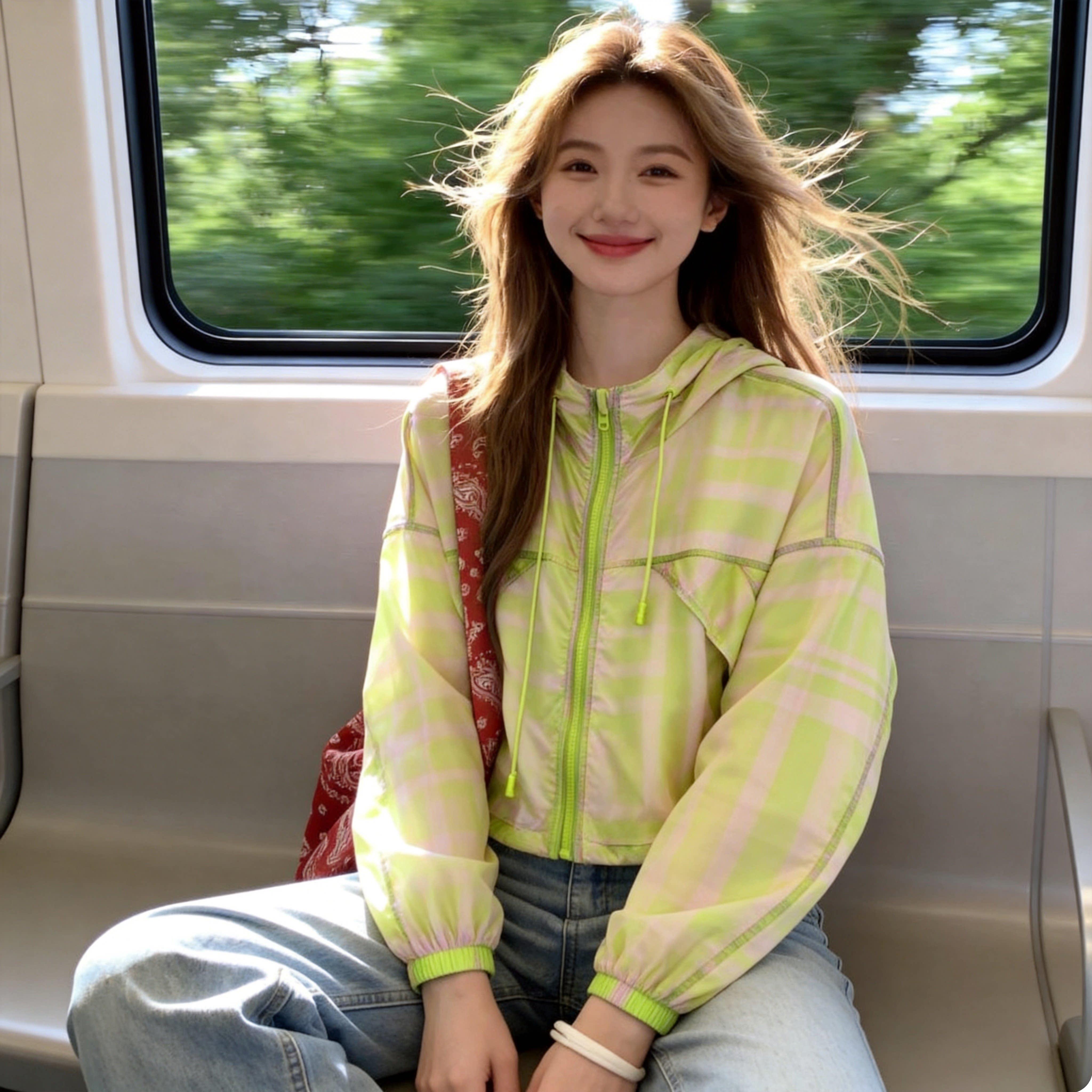韩版设计感时尚印花连帽防晒衣女2026春夏轻薄透气宽松防晒短外套