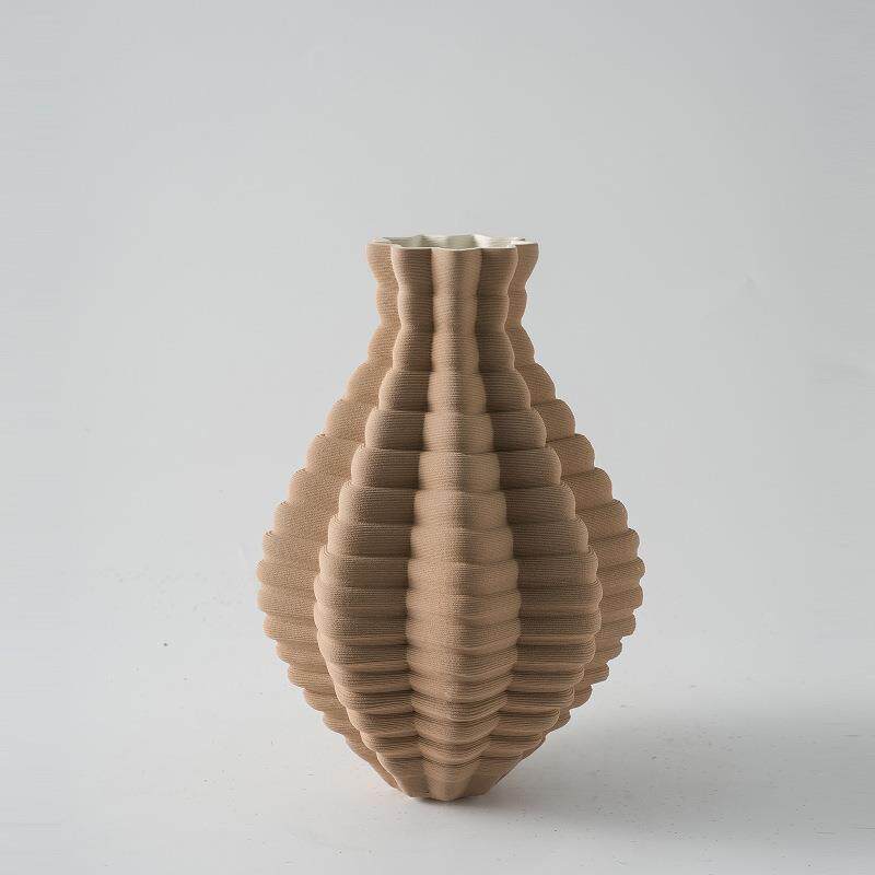 北欧摆件家居软装饰品简约3D打印白色陶瓷花瓶现代摆设桌面工艺品
