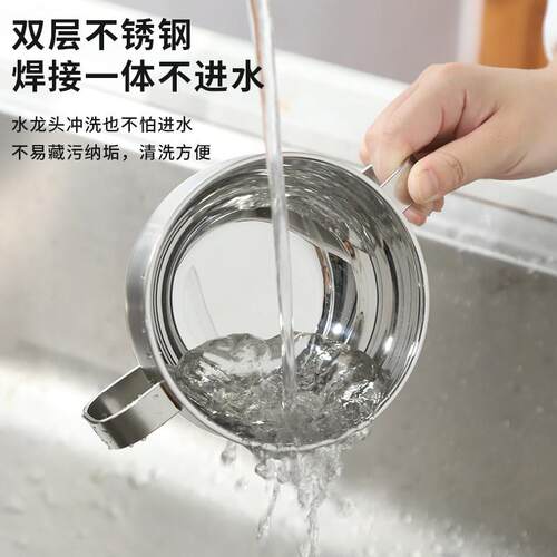 16不锈钢儿童碗双层带盖耳汤etw-001碗3带把手饭吃碗双宝宝碗防摔
