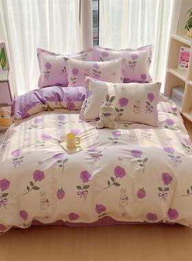 全生件棉小清新四件套春夏斜纹纯棉59330印花被套单双人学舍宿三