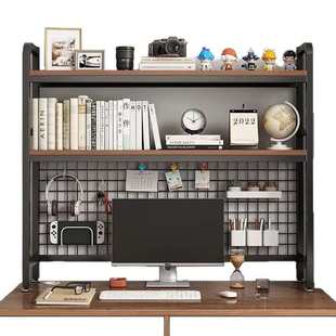 书架带网格书桌收纳置物架桌面多层架子洞洞板学生宿舍电脑桌桌上