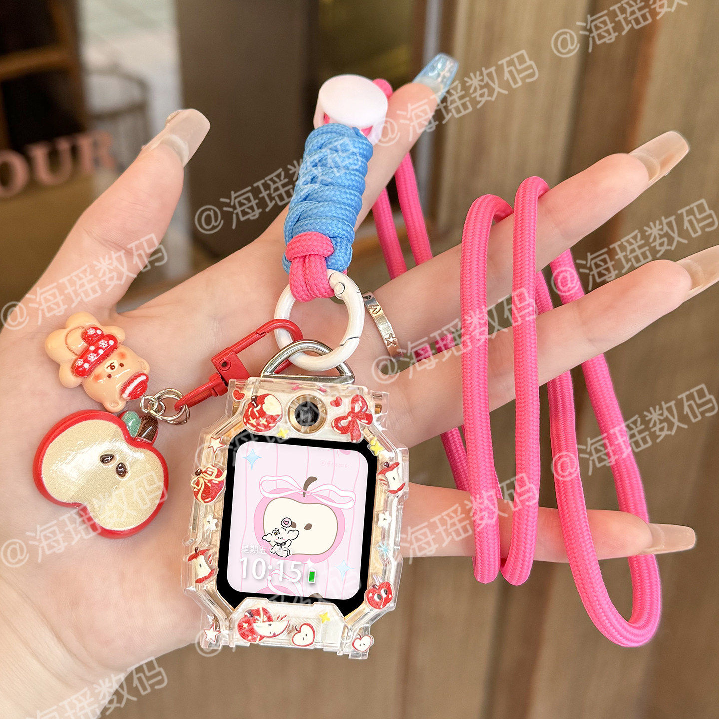 适用小天才W2123AC儿童电话手表D5表带Z11挂脖绳Z7SZ6pro保护壳套